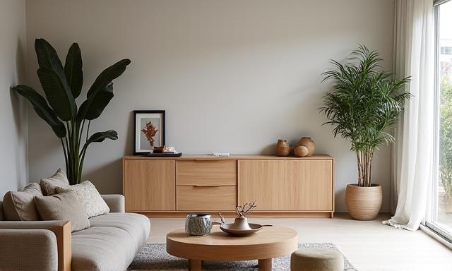 Residentiële woonkamer interieur met maatwerkmeubels