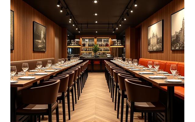 Chique interieur van een restaurant met op maat gemaakte meubels